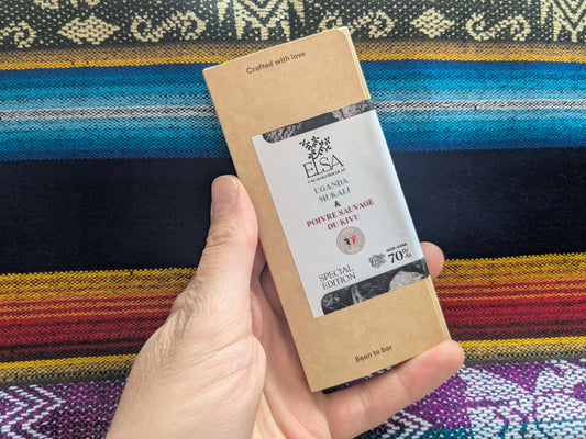 Tablette inclusion poivre sauvage Kivu Congo de Misao - Origine Ouganda Mukali, 70% - EDITION SPECIALE