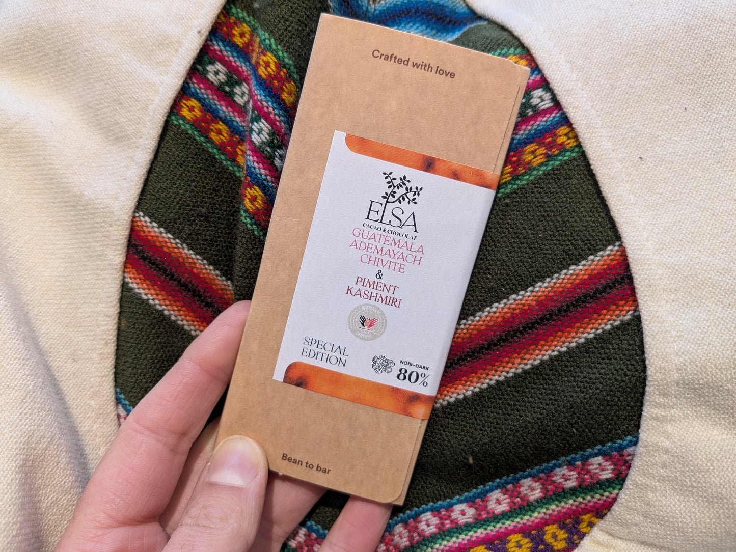 Tablette inclusion piment Kashmiri de Misao - Origine Guatemala Ademayach Chivite, 80% - EDITION SPECIALE