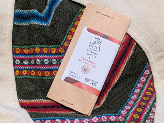 Tablette inclusion baies roses de Madagascar de Misao - Origine Ouganda Mukali, 70% - EDITION SPECIALE